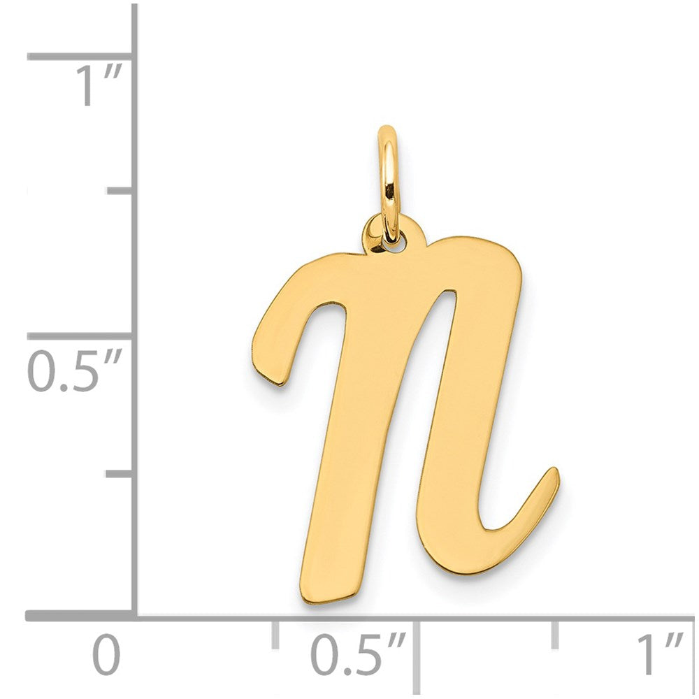 14k Large Script Letter N Initial Charm