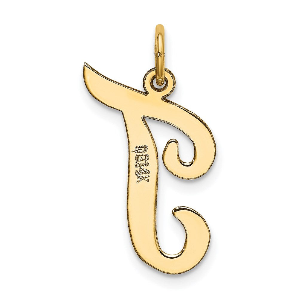 14k Large Script Letter T Initial Charm
