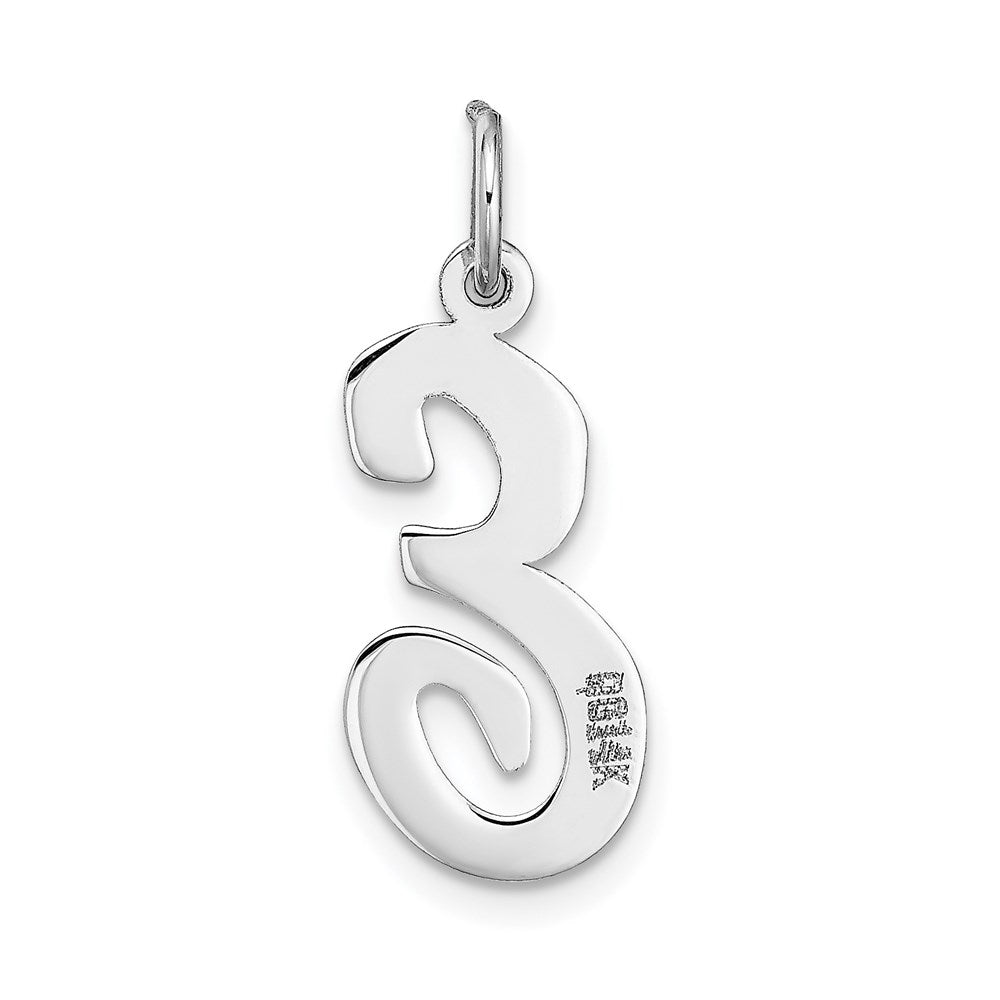 14k White Gold Large Script Letter E Initial Charm