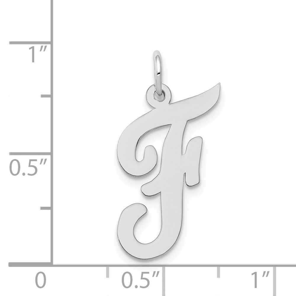 14k White Gold Large Script Letter F Initial Charm