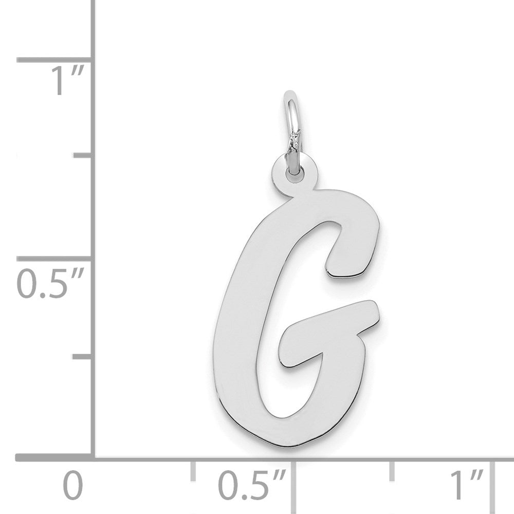 14k White Gold Large Script Letter G Initial Charm