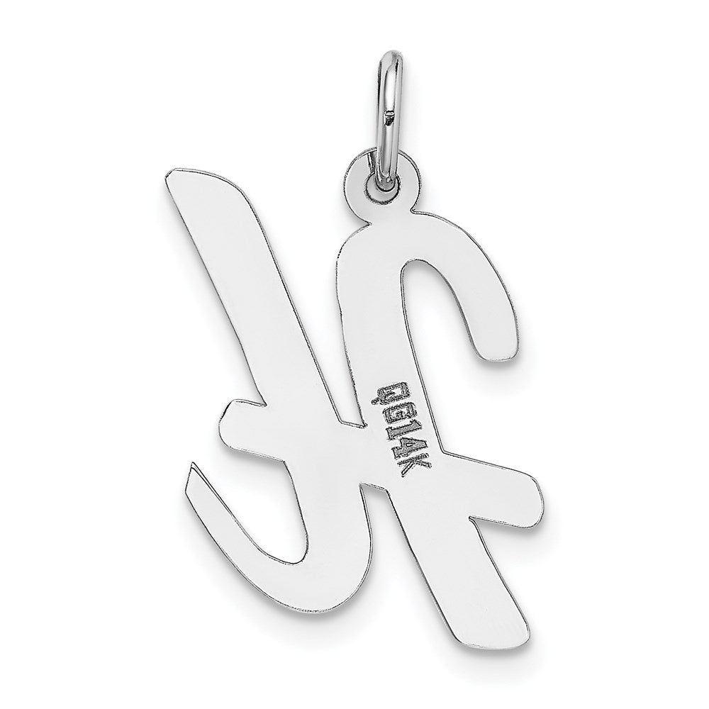 14k White Gold Large Script Letter H Initial Charm