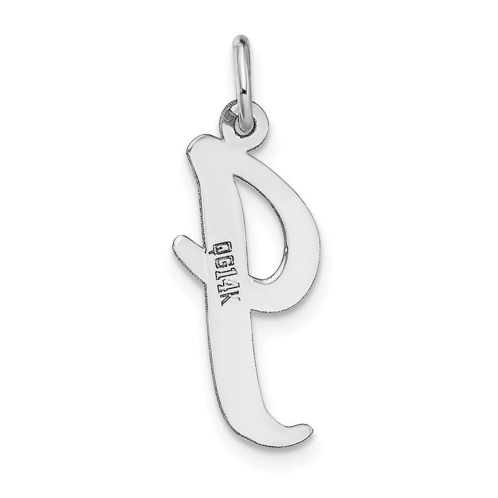 14k White Gold Large Script Letter I Initial Charm