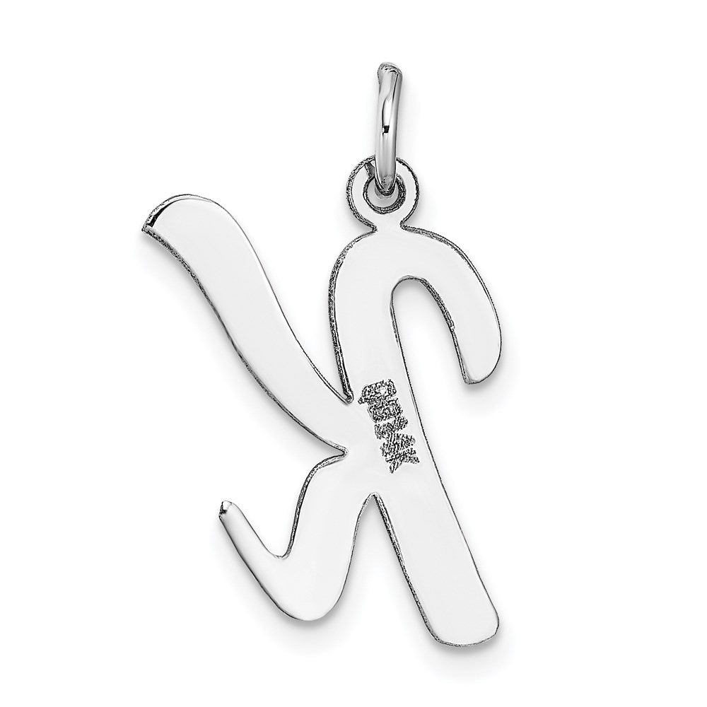 14k White Gold Large Script Letter K Initial Charm