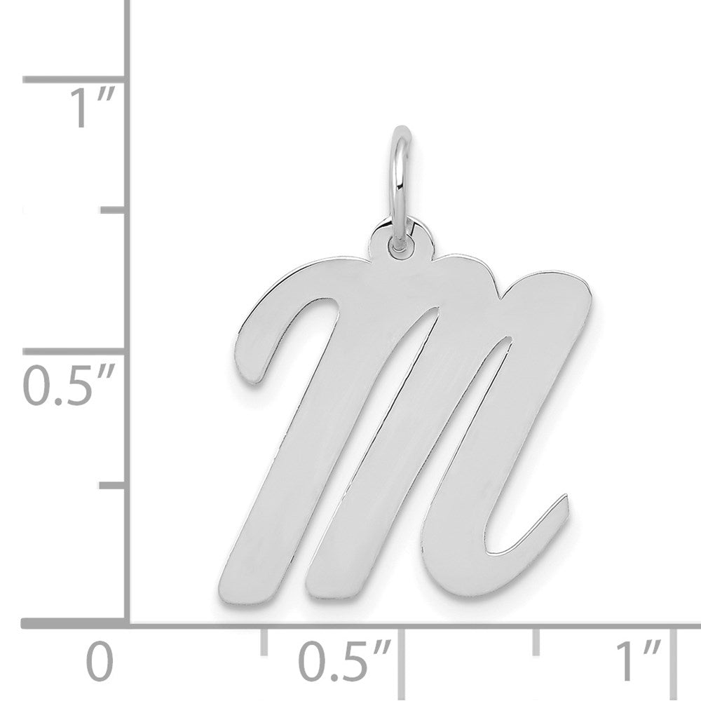 14k White Gold Large Script Letter M Initial Charm