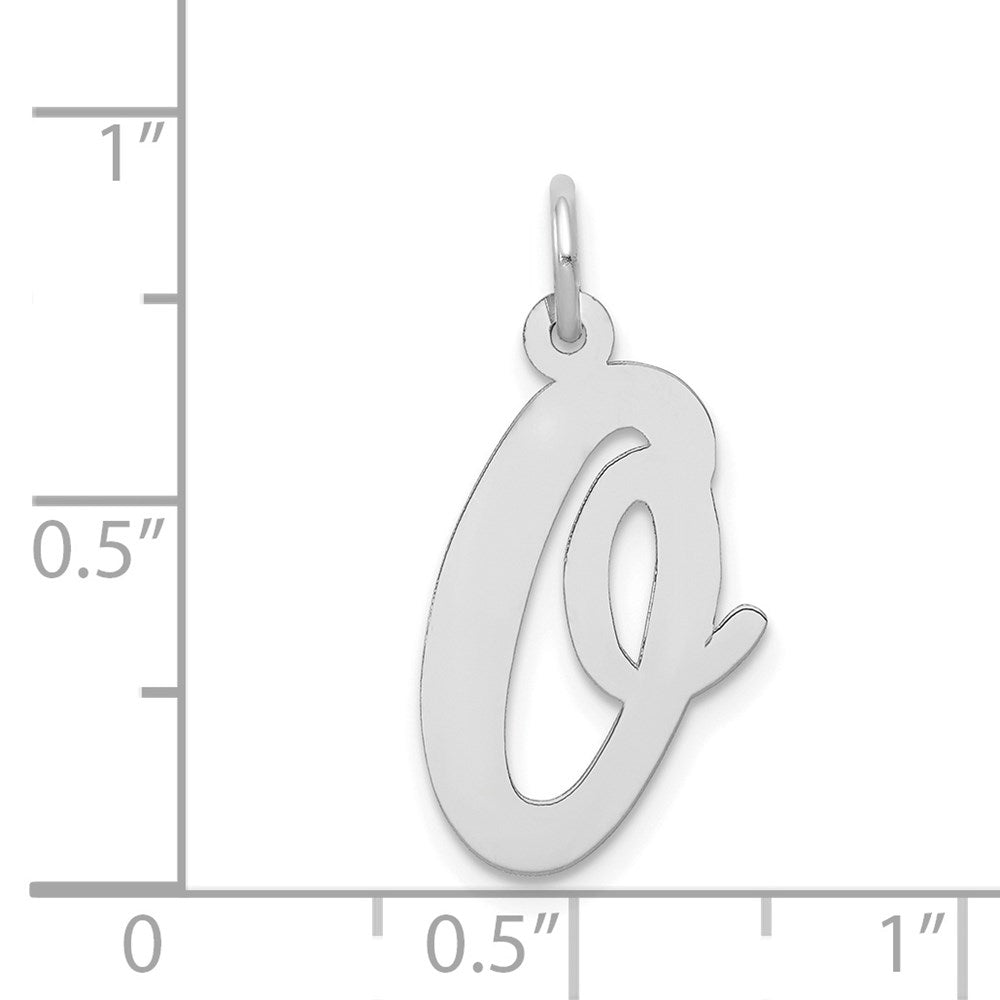 14k White Gold Large Script Letter O Initial Charm