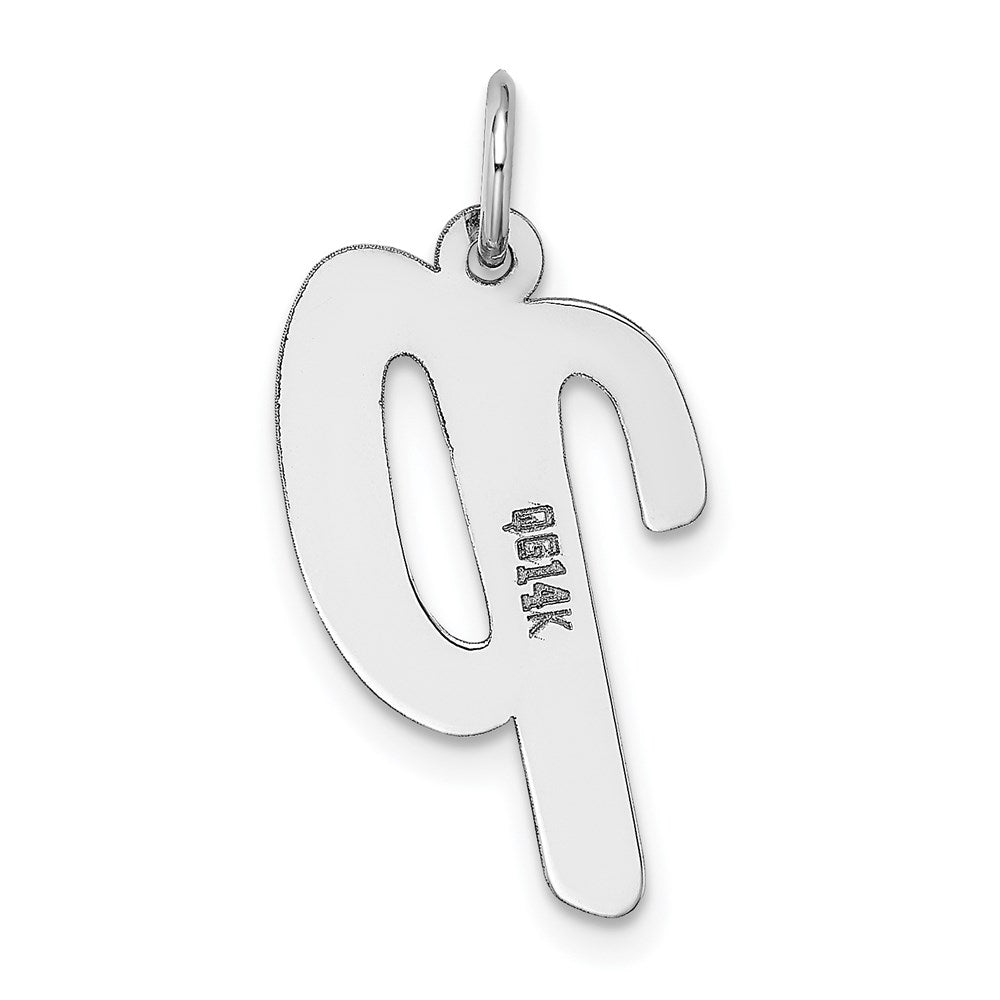 14k White Gold Large Script Letter P Initial Charm