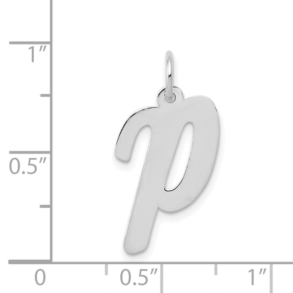 14k White Gold Large Script Letter P Initial Charm