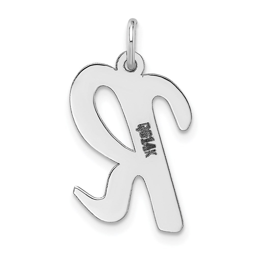 14k White Gold Large Script Letter R Initial Charm