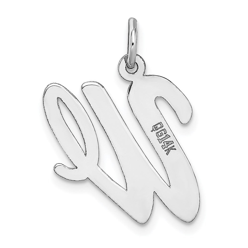 14k White Gold Large Script Letter W Initial Charm