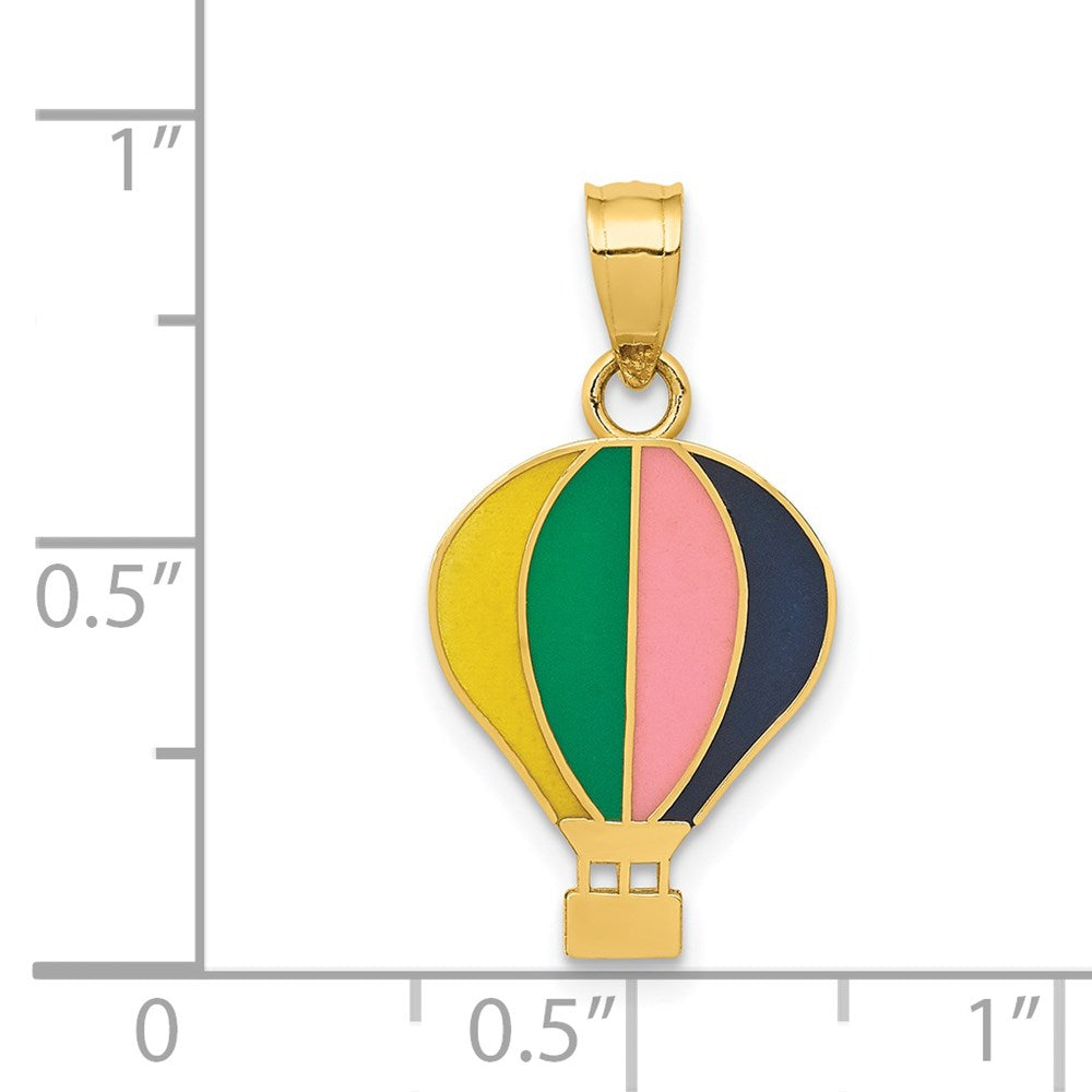 14k Enameled Yellow/Green/Pink/Black Hot Air Balloon