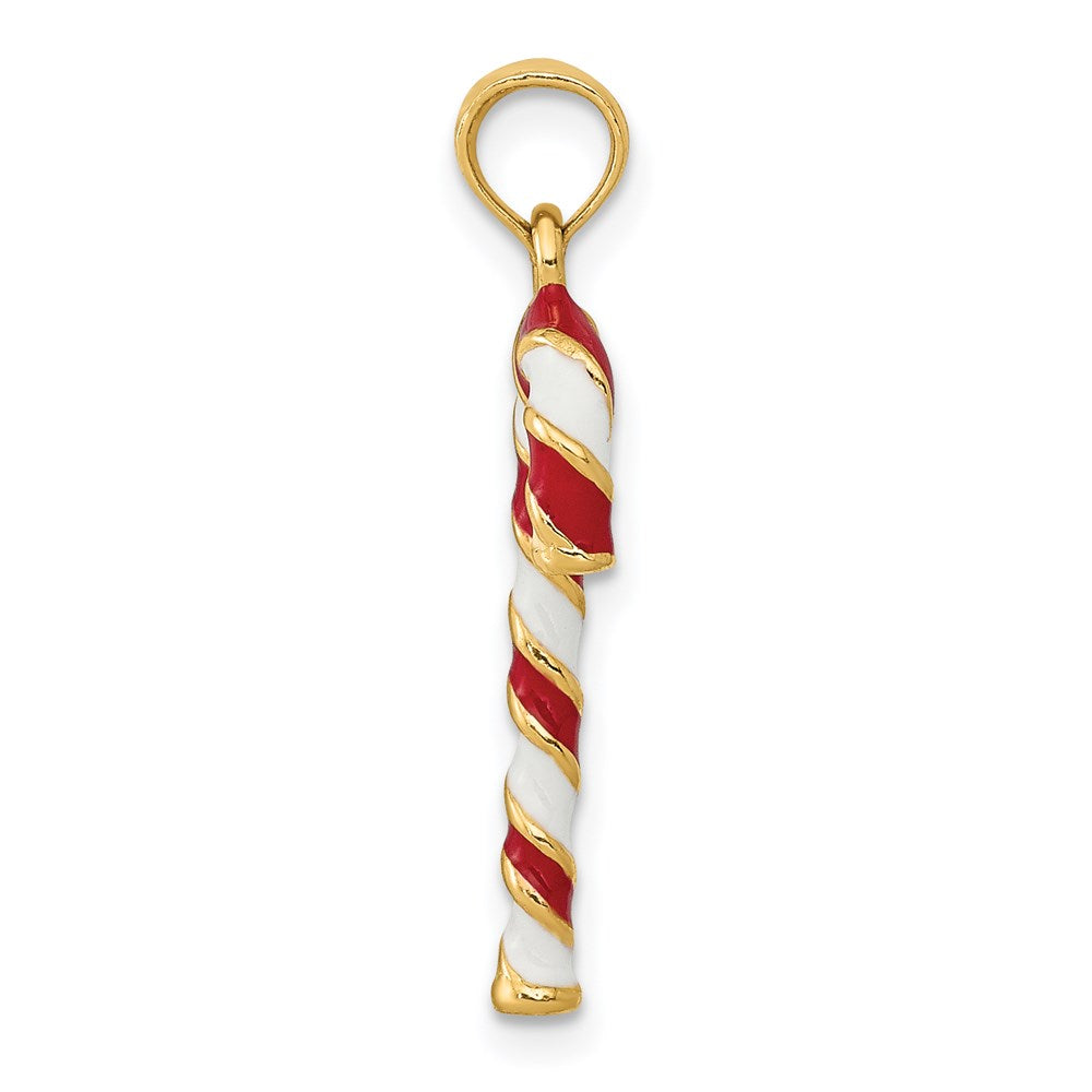 14k 3D Enameled Candy Cane Charm