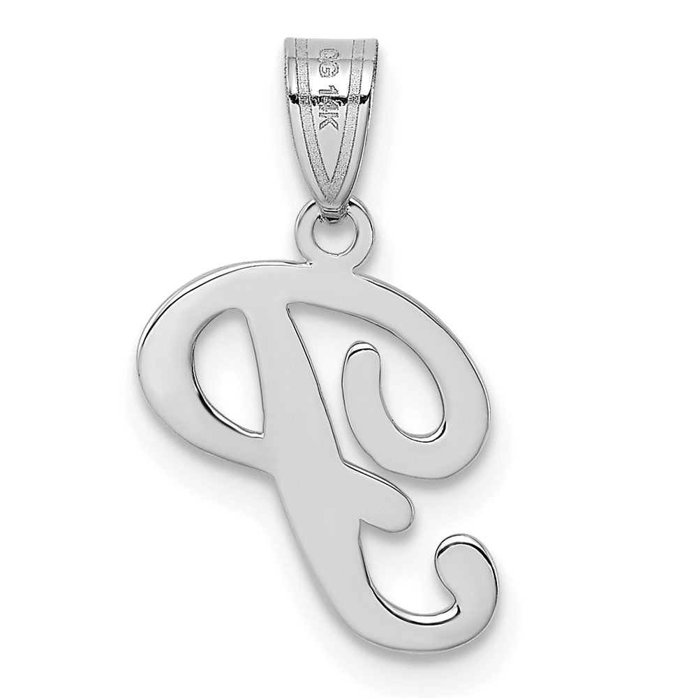 14KW White Gold Script Letter P Initial Pendant