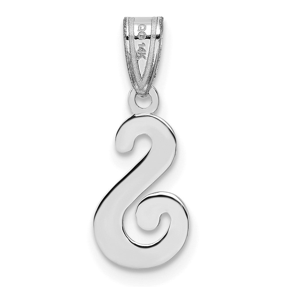 14KW White Gold Script Letter S Initial Pendant