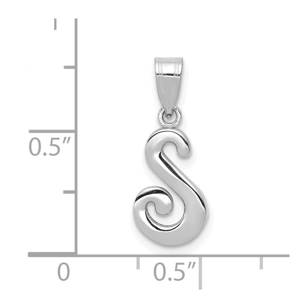 14KW White Gold Script Letter S Initial Pendant