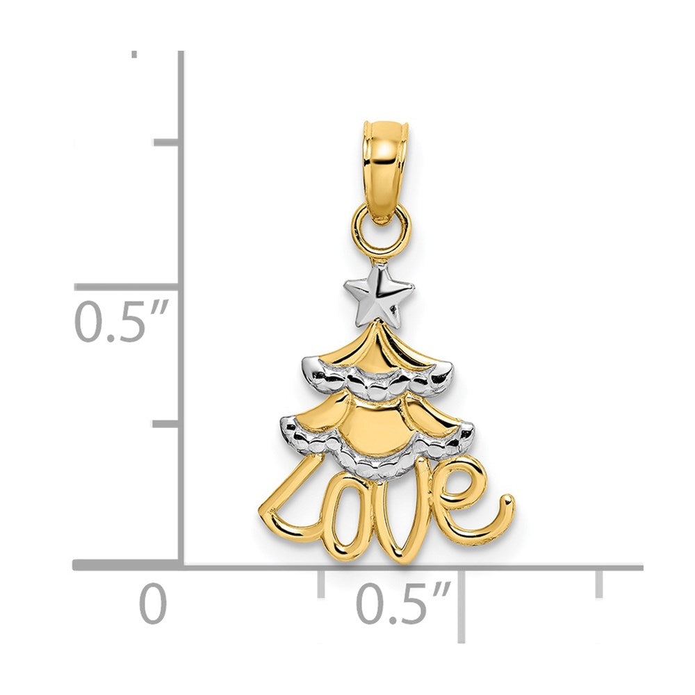 14k w/ Rhodium LOVE Christmas Tree Charm